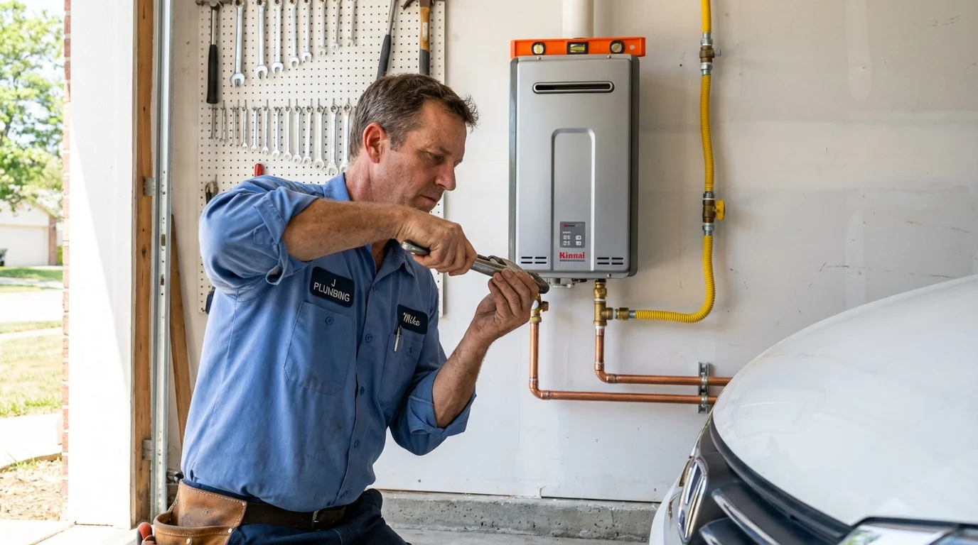 Tankless water heater installation by a Johns Plumbing LLC plumber in Hackberry